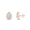 Pear Cut Moissanite Diamond Halo Stud Earrings for Women