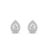 Pear Cut Moissanite Diamond Halo Stud Earrings for Women