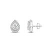 Pear Cut Moissanite Diamond Halo Stud Earrings for Women