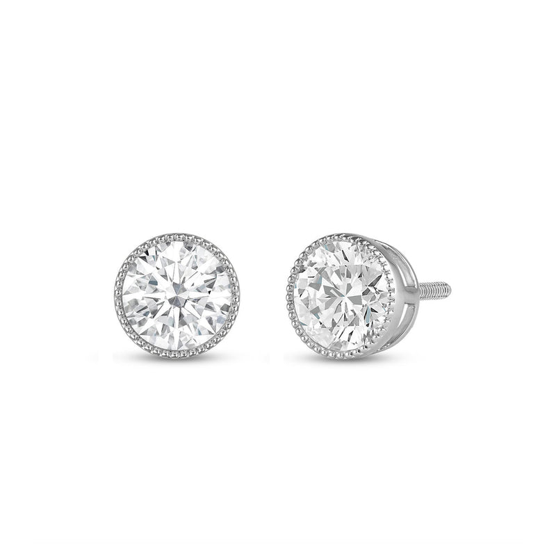 2.0Ct Round Cut Moissanite Vintage Diamond Stud Earrings for Her