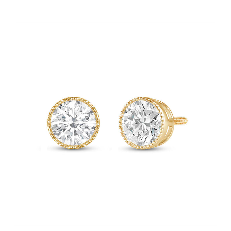 2.0Ct Round Cut Moissanite Vintage Diamond Stud Earrings for Her