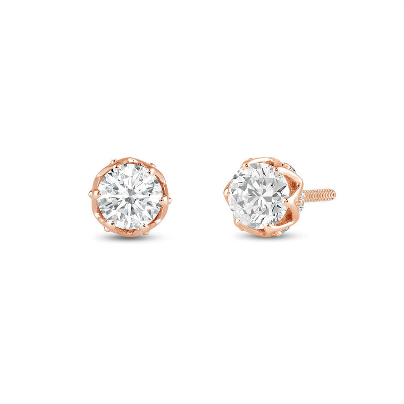 Round Cut Moissanite Vintage Diamond Stud Earrings for Her