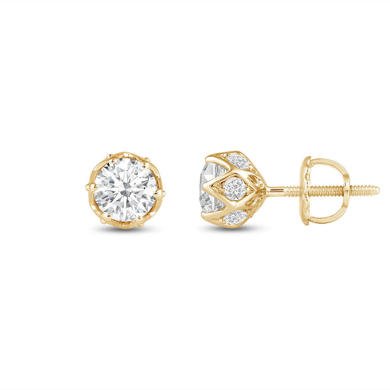 Round Cut Moissanite Vintage Diamond Stud Earrings for Her
