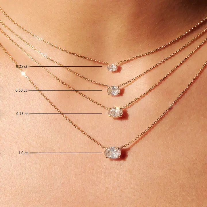 0.25-1.0ct Oval Cut Moissanite Solitaire Necklace
