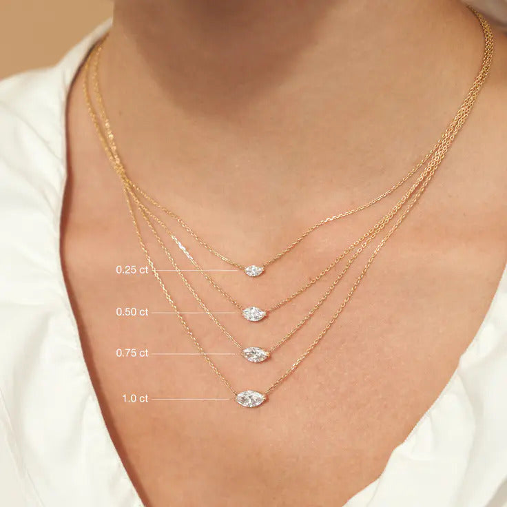 0.25CT-1.0CT Marquise Cut Moissanite Solitaire Necklace