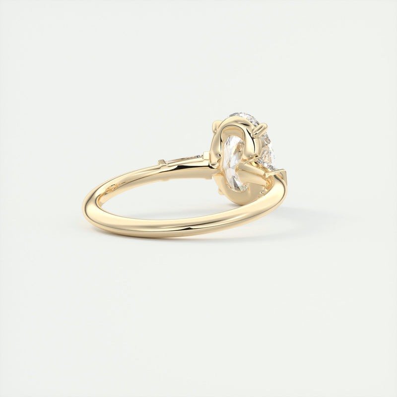 2CT Oval Cut Moissanite 3 Stones Engagement Ring