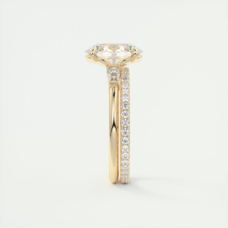 2CT Oval Cut Moissanite 3 Stones Engagement Ring