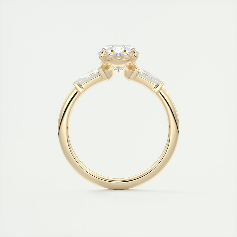 2CT Oval Cut Moissanite 3 Stones Engagement Ring