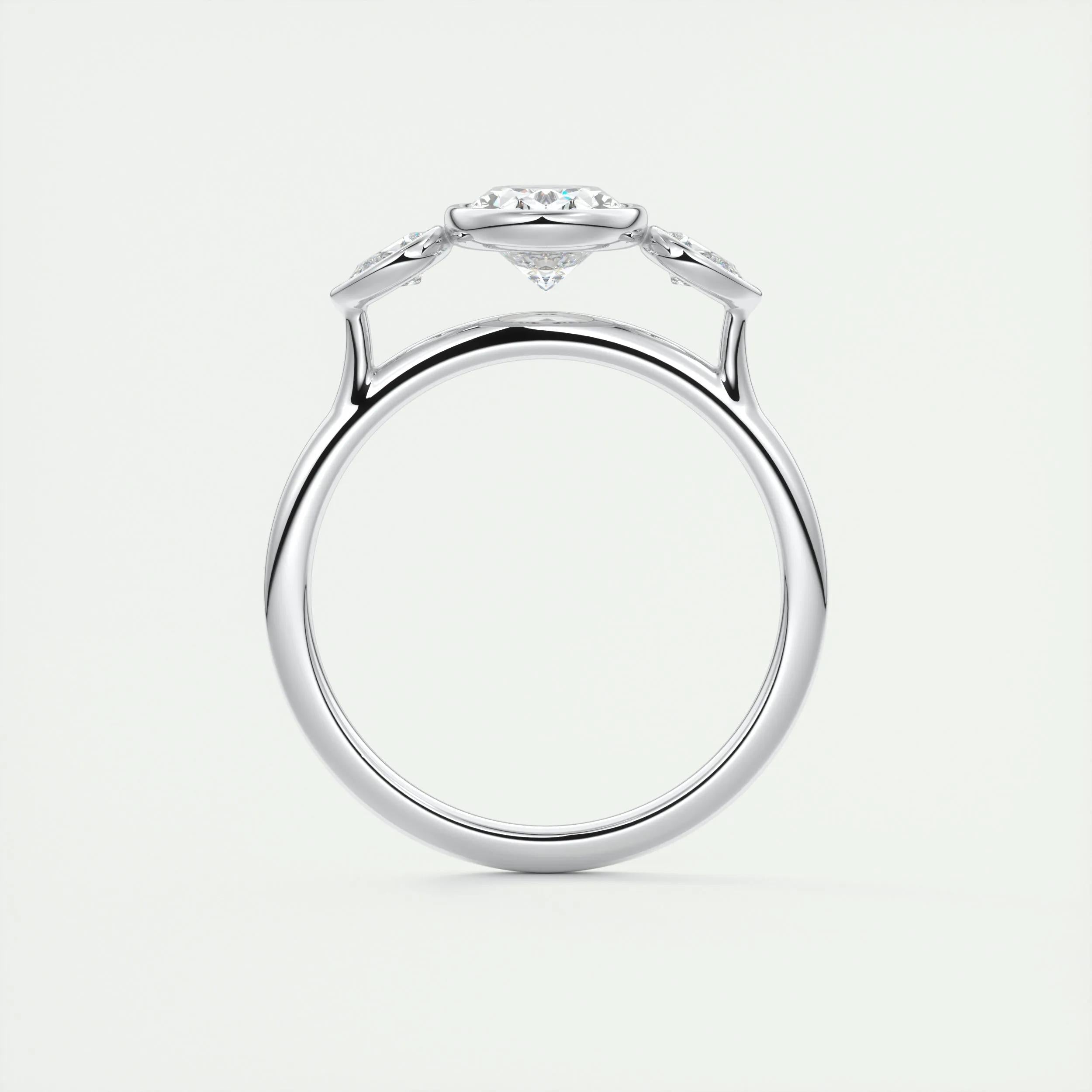 2.5 Ct Oval Pear Three Stone Bezel Moissanite Diamond Engagement Ring