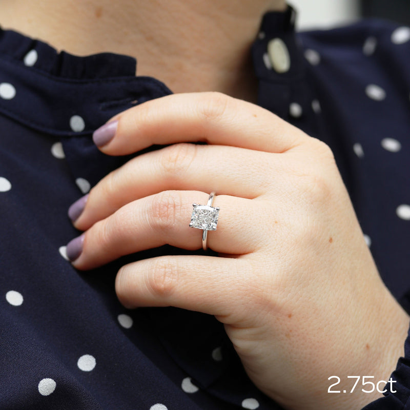 2.75ct Cushion Cut Moissanite Solitaire Engagement Ring