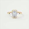 2.4 Ct Emerald Three Stone Half Bezel Solitaire Moissanite Engagement Ring