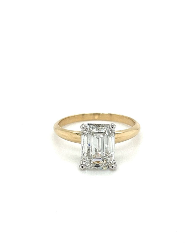 1.0-3.0 CT Emerald CVD Diamond Solitaire Engagement Ring