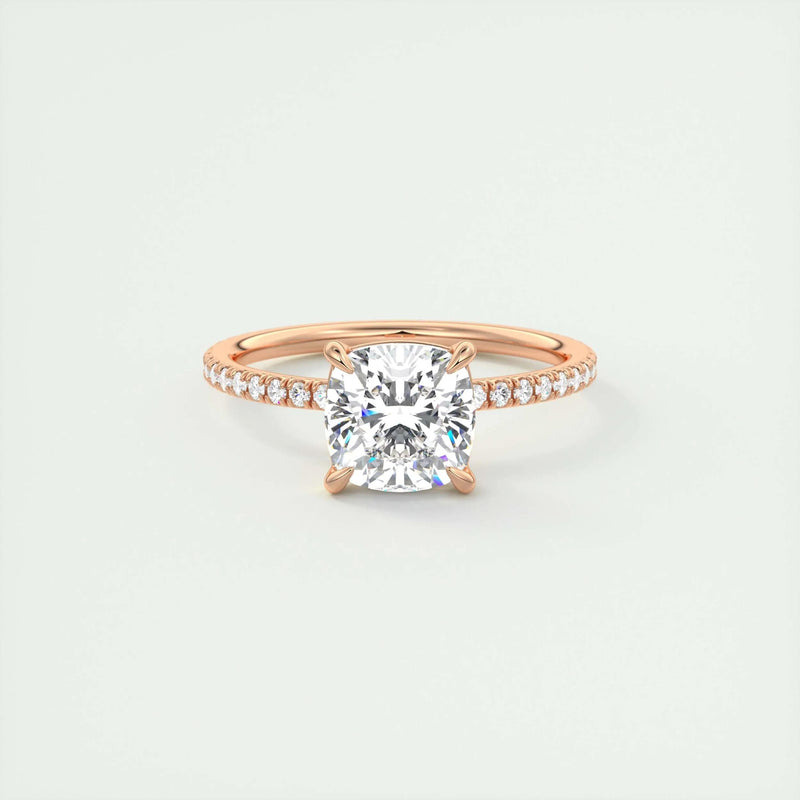 2.54 Ct Cushion Pavé Moissanite Diamond Engagement Ring