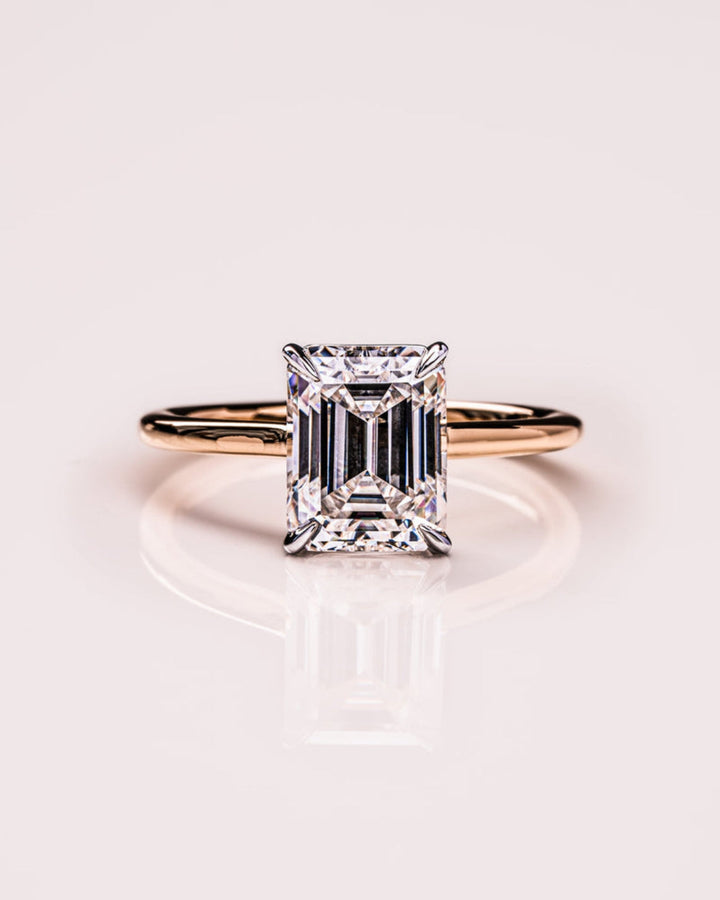 1.50 -3.30 CT Emerald CVD Diamond Solitaire Engagement Ring