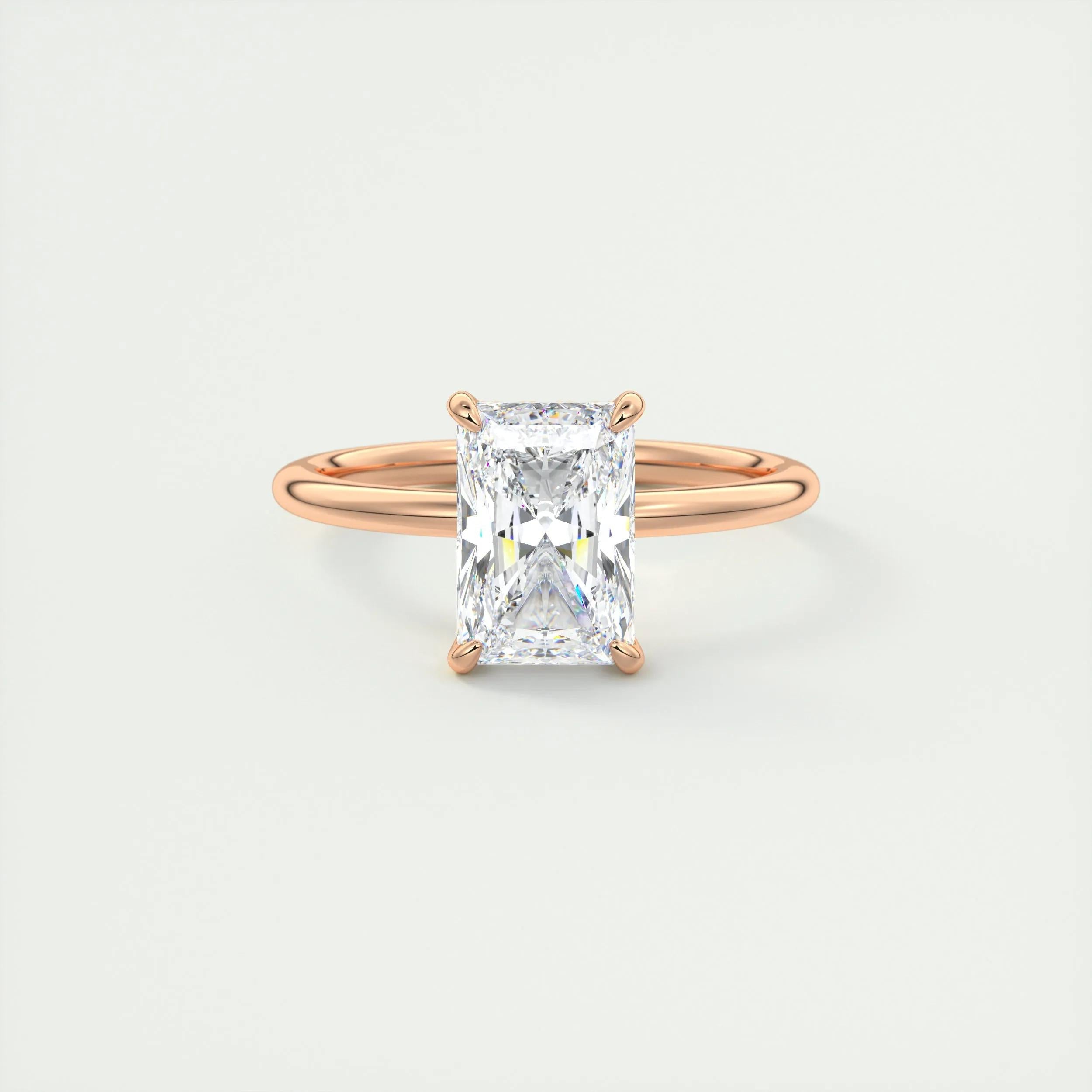2.0 Ct Radiant Solitaire With Hidden Halo Moissanite Diamond Engagement Ring