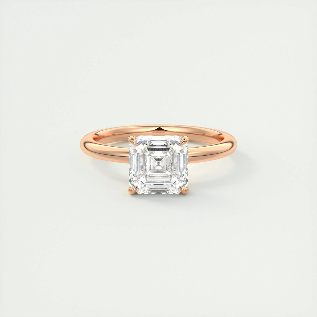 2.0 Ct Asscher Solitaire Moissanite Diamond Engagement Ring