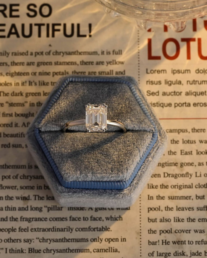 1.0 CT-3.0 CT Emerald CVD Diamond Solitaire Engagement Ring