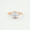 2.0 Ct Oval East West Half Bezel Solitaire Moissanite Diamond Engagement Ring