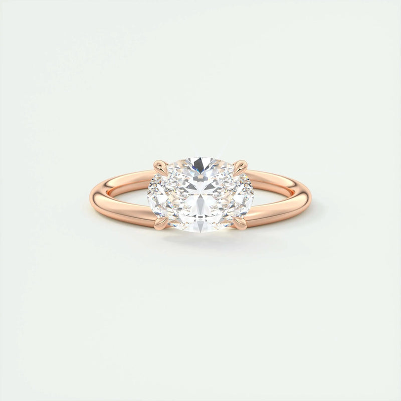 2.0 Ct Oval East West Cantilever Solitaire Moissanite Engagement Ring