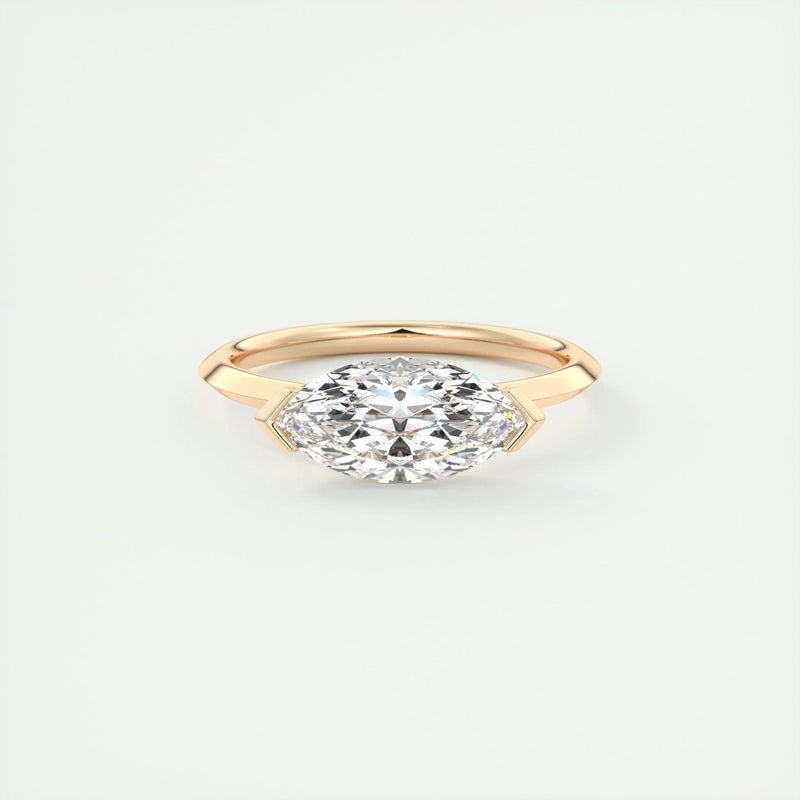 2.0 Ct Marquise East West Solitaire Moissanite Diamond Engagement Ring