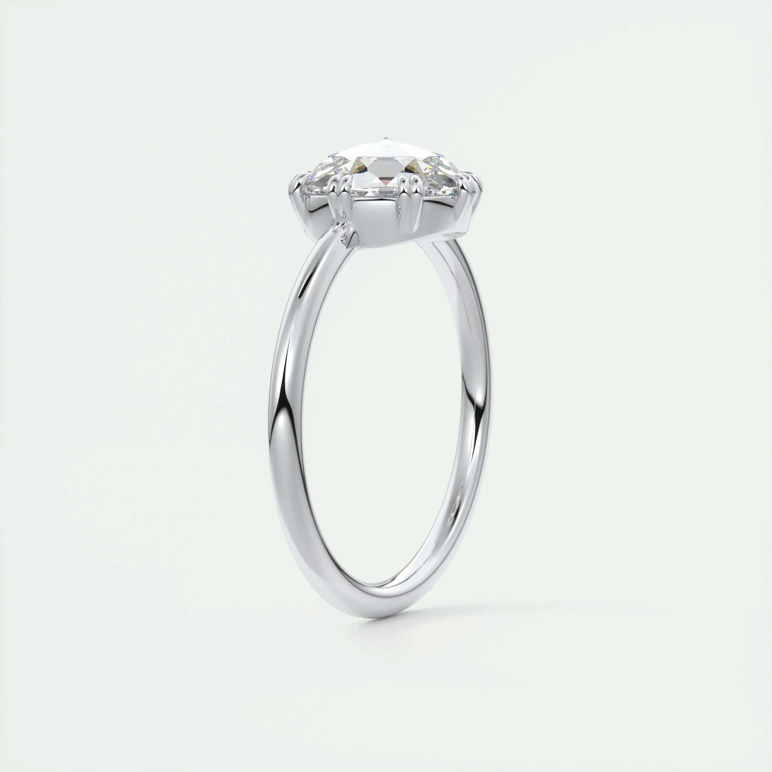1.85 Ct Rose Cut Solitaire Full Bezel Moissanite Diamond  Engagement Ring