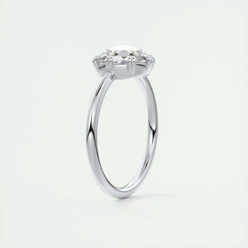 1.85 Ct Rose Cut Solitaire Full Bezel Moissanite Diamond  Engagement Ring