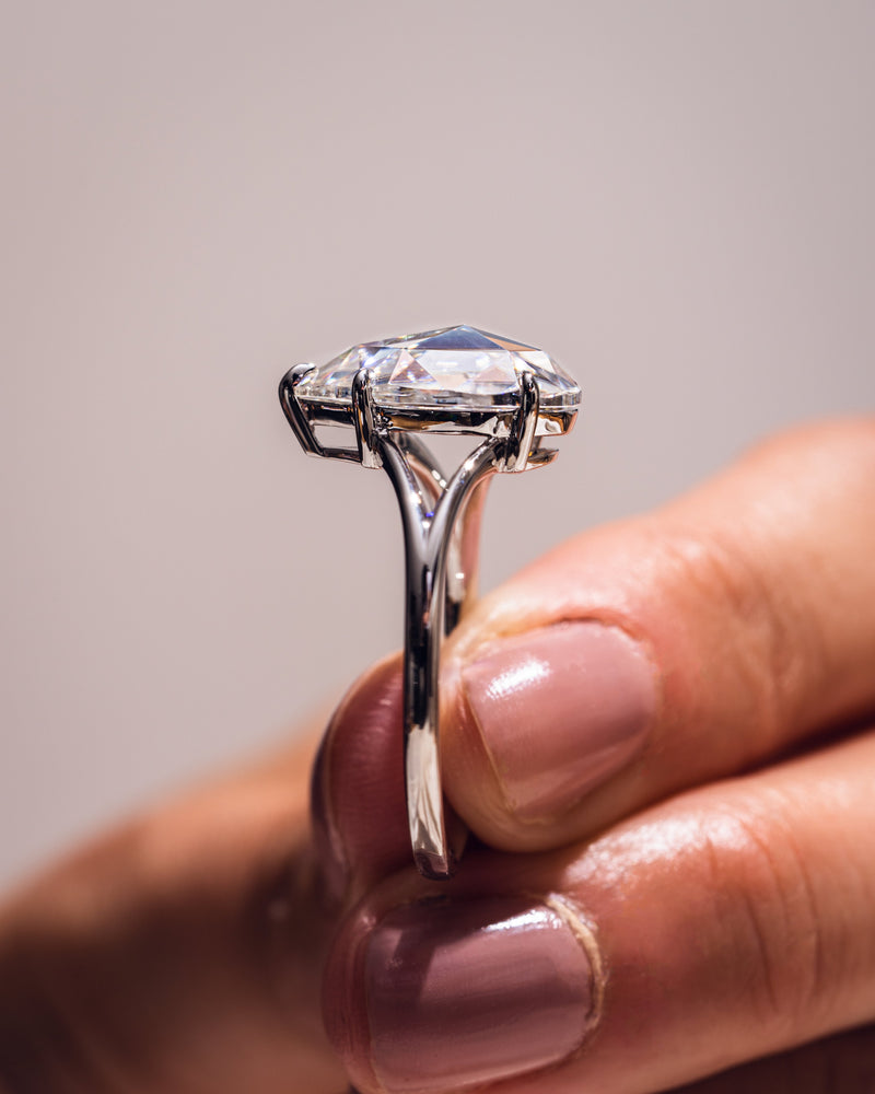 1.50 - 3.09 CT Pear CVD Diamond Solitaire Split Shank Engagement Ring