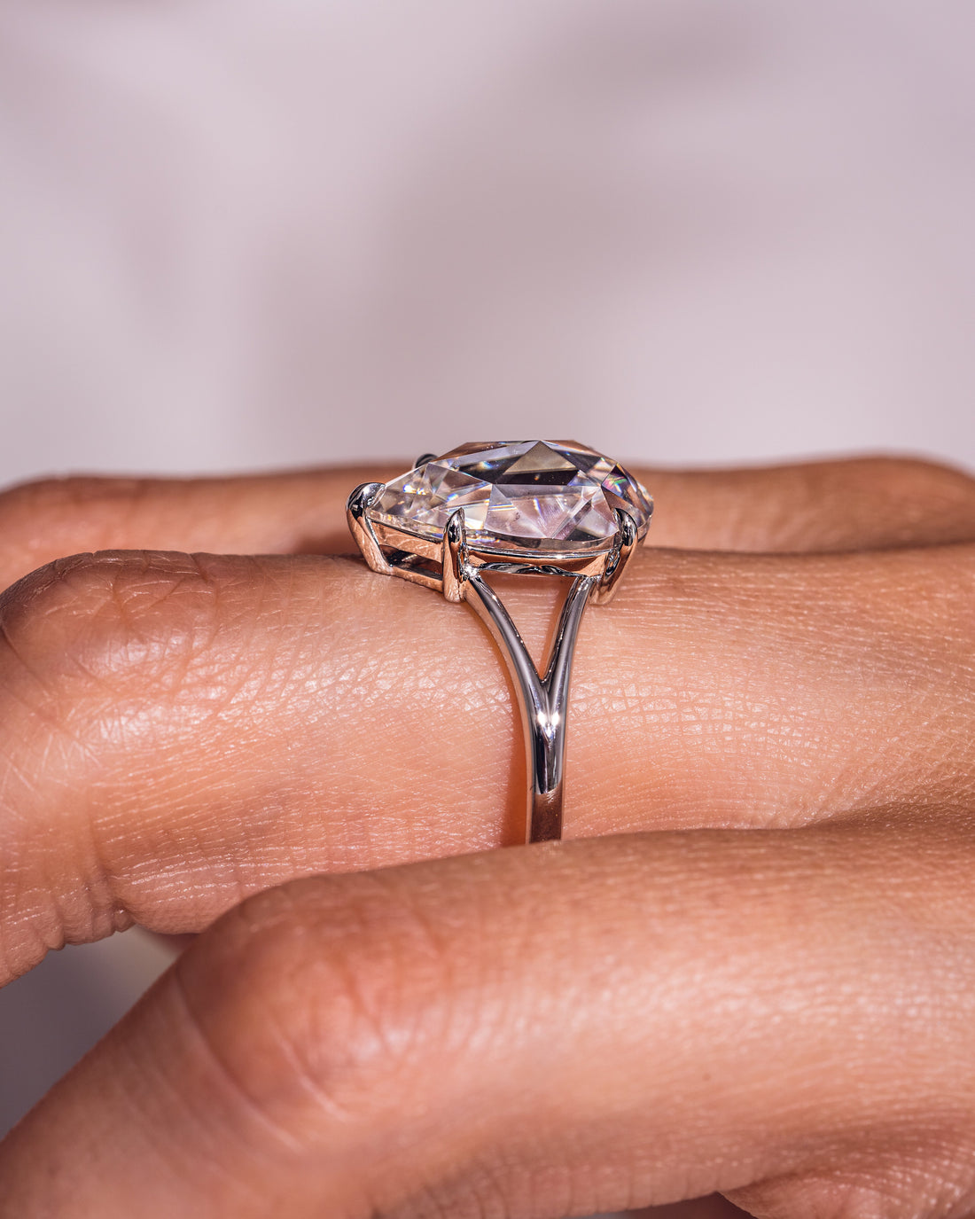 1.50 - 3.09 CT Pear CVD Diamond Solitaire Split Shank Engagement Ring