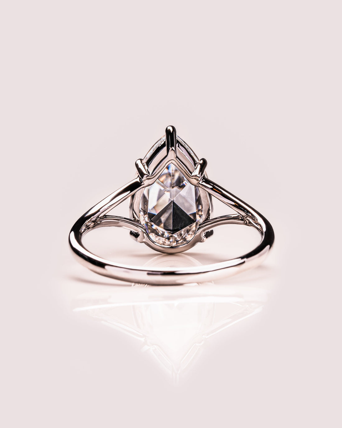 1.50 - 3.09 CT Pear CVD Diamond Solitaire Split Shank Engagement Ring