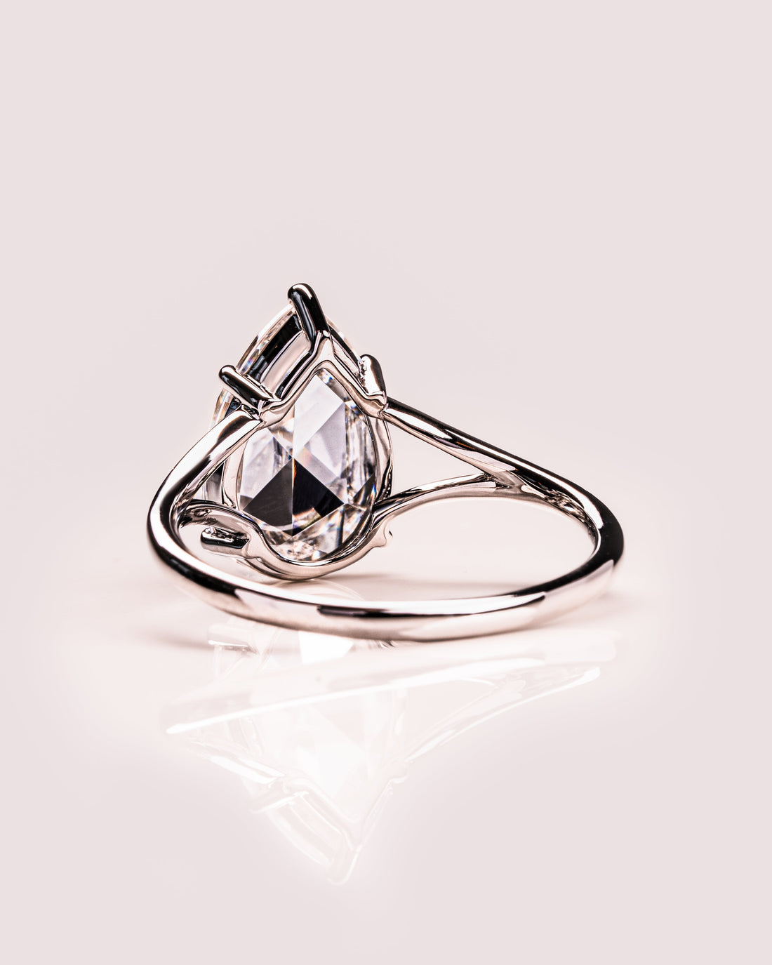1.50 - 3.09 CT Pear CVD Diamond Solitaire Split Shank Engagement Ring