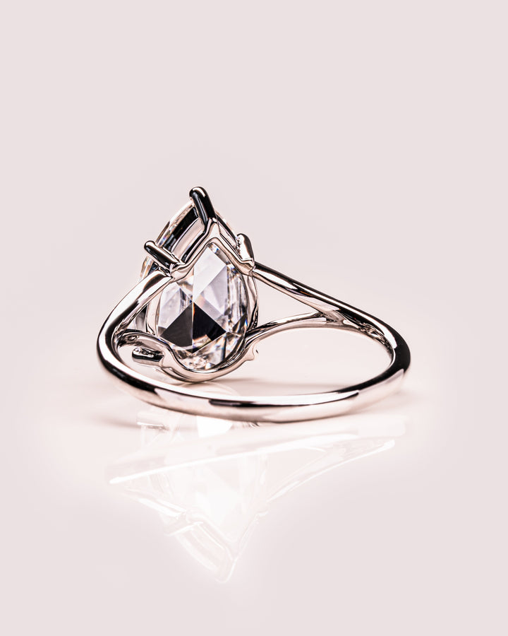 1.50 - 3.09 CT Pear CVD Diamond Solitaire Split Shank Engagement Ring