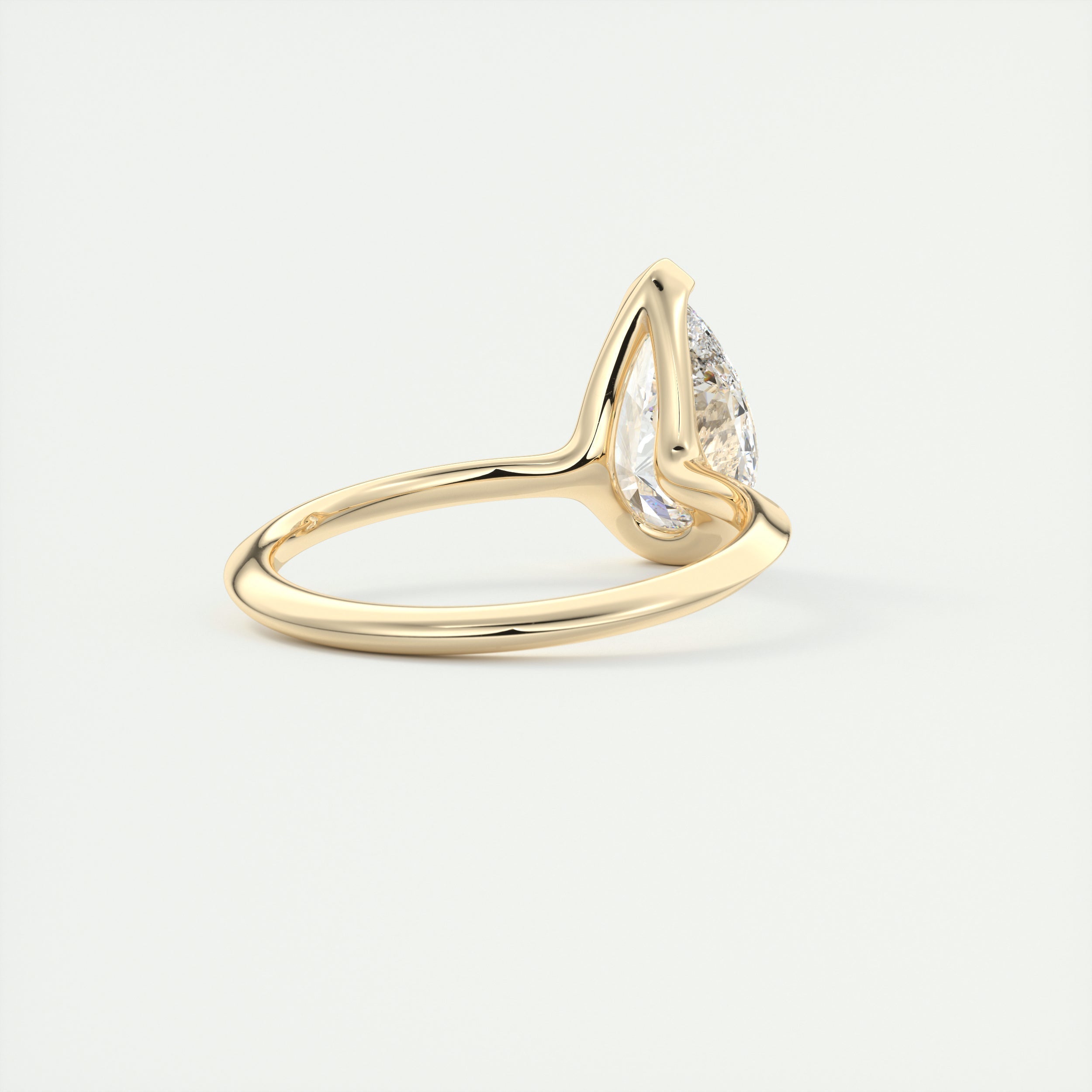 2CT Pear Cut Moissanite Half Bezel Solitaire Engagement Ring