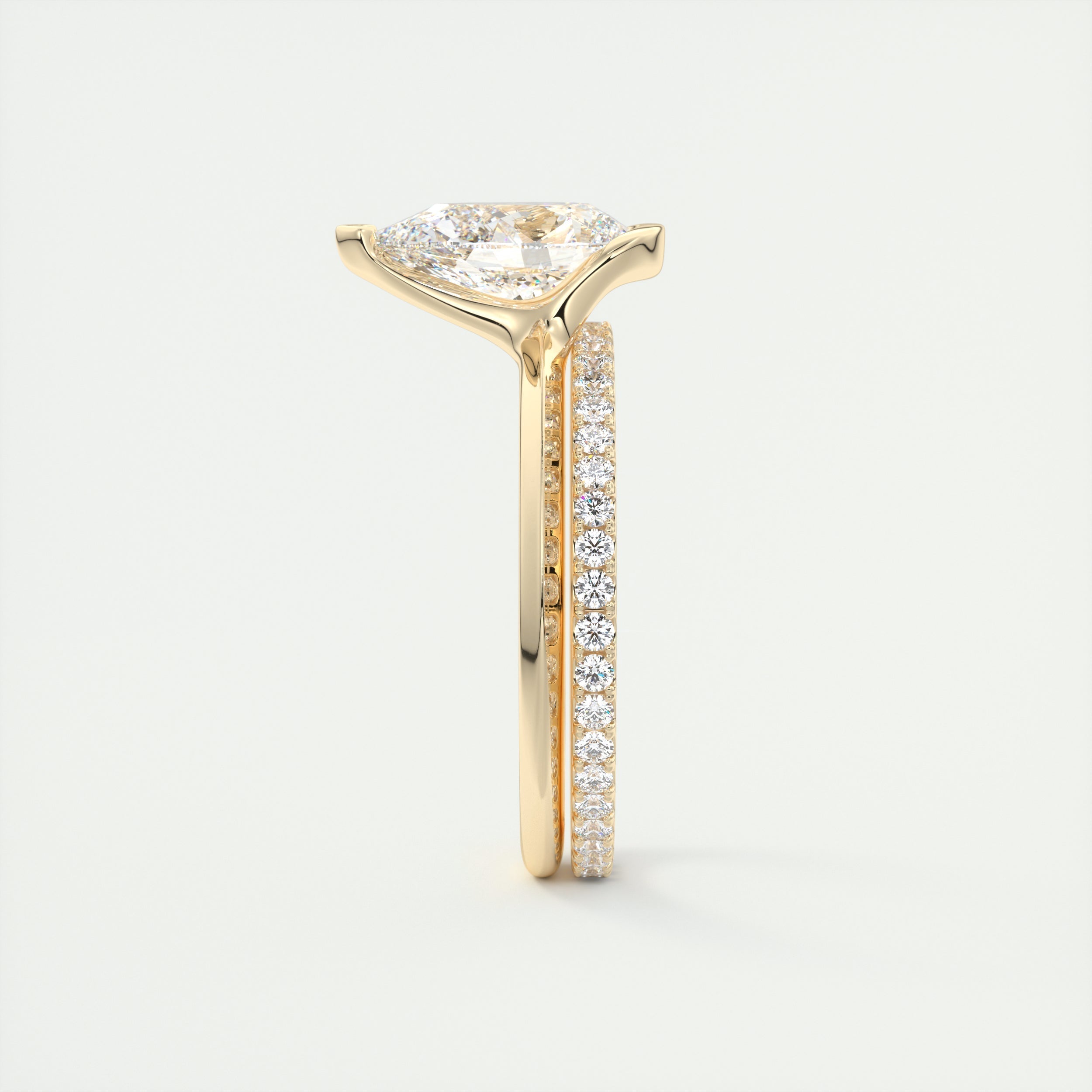 2CT Pear Cut Moissanite Half Bezel Solitaire Engagement Ring