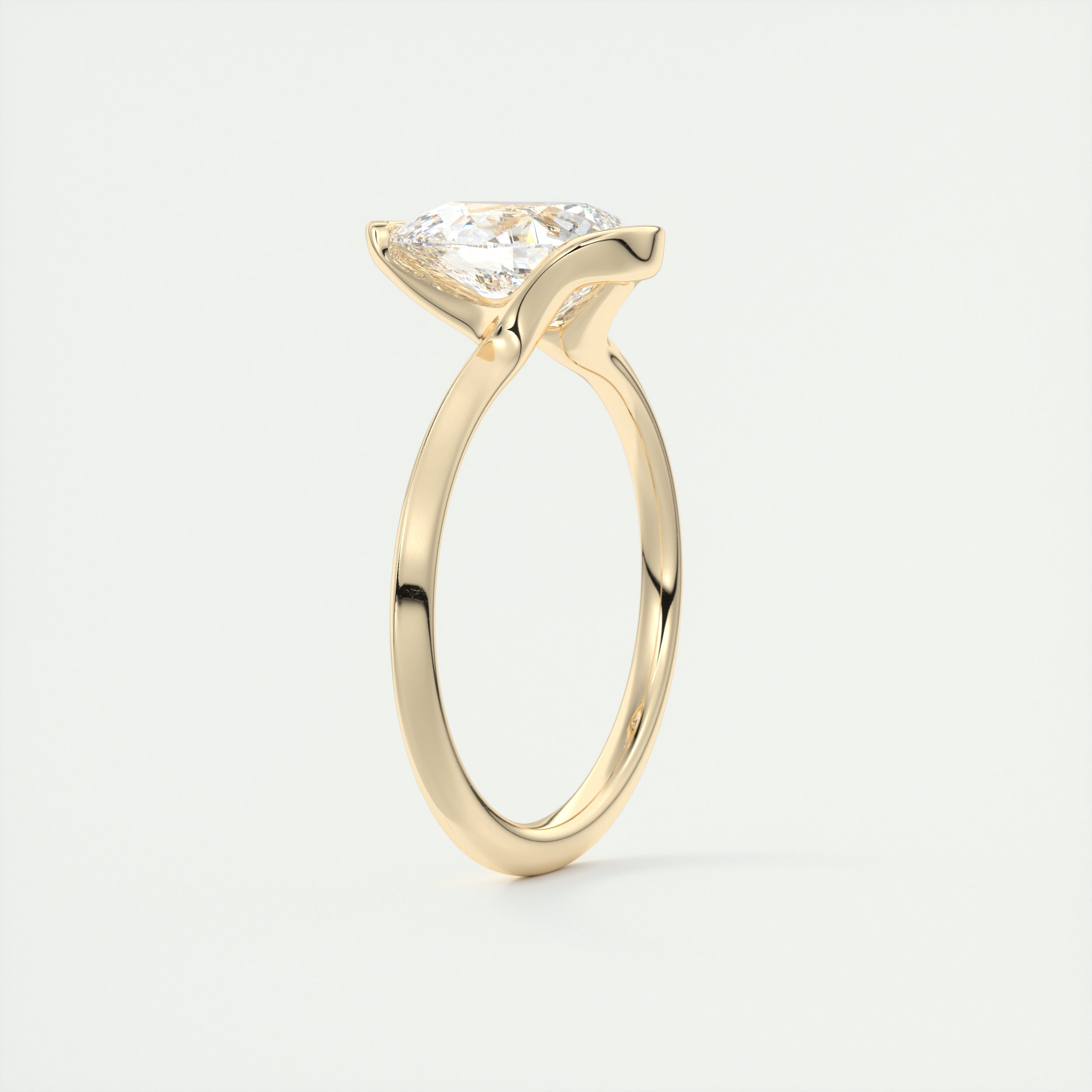 2CT Pear Cut Moissanite Half Bezel Solitaire Engagement Ring