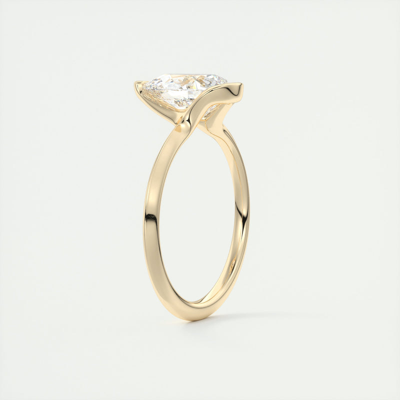 2CT Pear Cut Moissanite Half Bezel Solitaire Engagement Ring