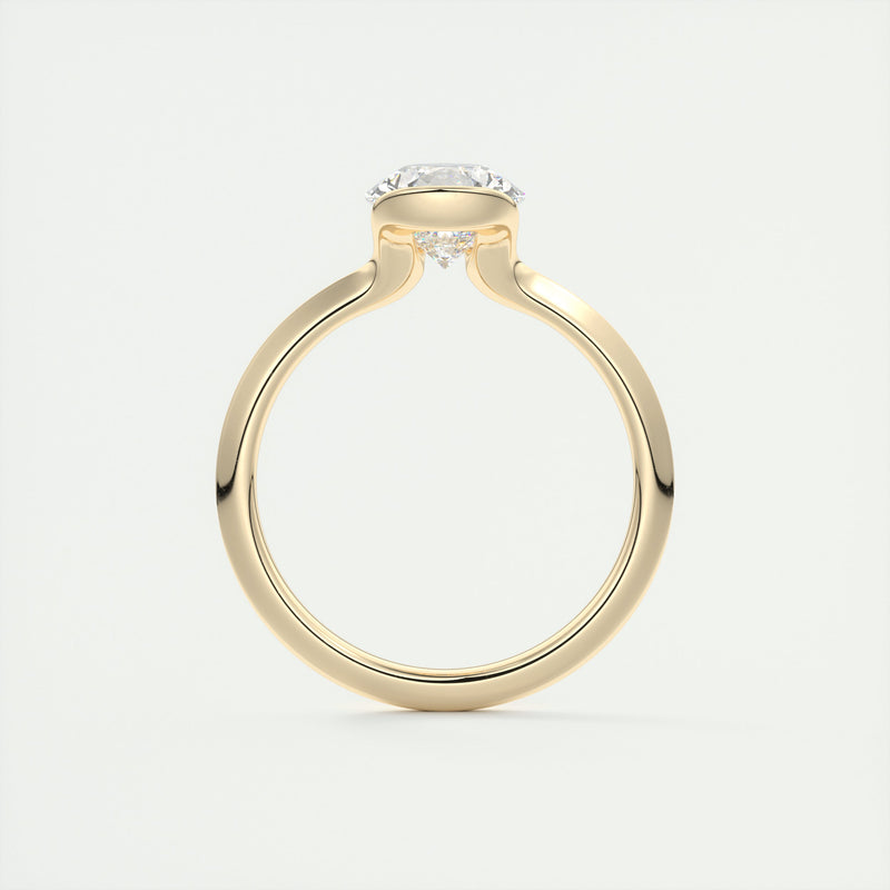 2CT Pear Cut Moissanite Half Bezel Solitaire Engagement Ring