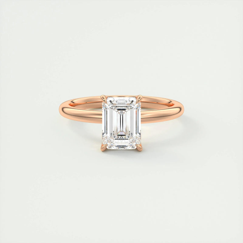 2.0 Ct Emerald Floral Solitaire Diamond  Engagement Ring