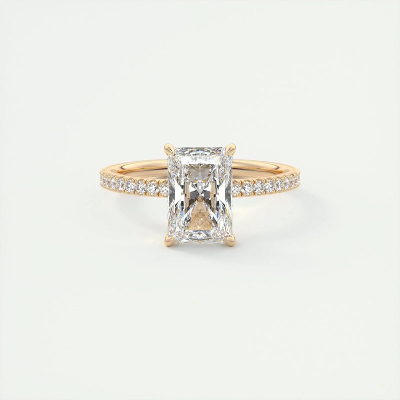 3.6 Ct Radiant Pavé Moissanite Diamond Engagement Ring