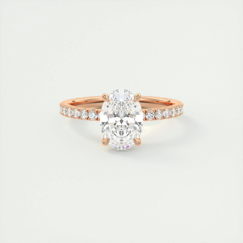 2.34 Ct Oval Pavé Moissanite  Diamond  Engagement Ring