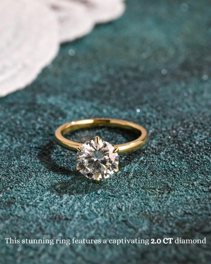 1.0-3.0 CT Round Cut  CVD Diamond Solitaire Engagement Ring