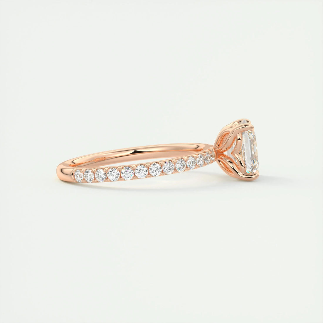 2.0 Ct Asscher  Pavé Moissanite  Diamond  Engagement Ring