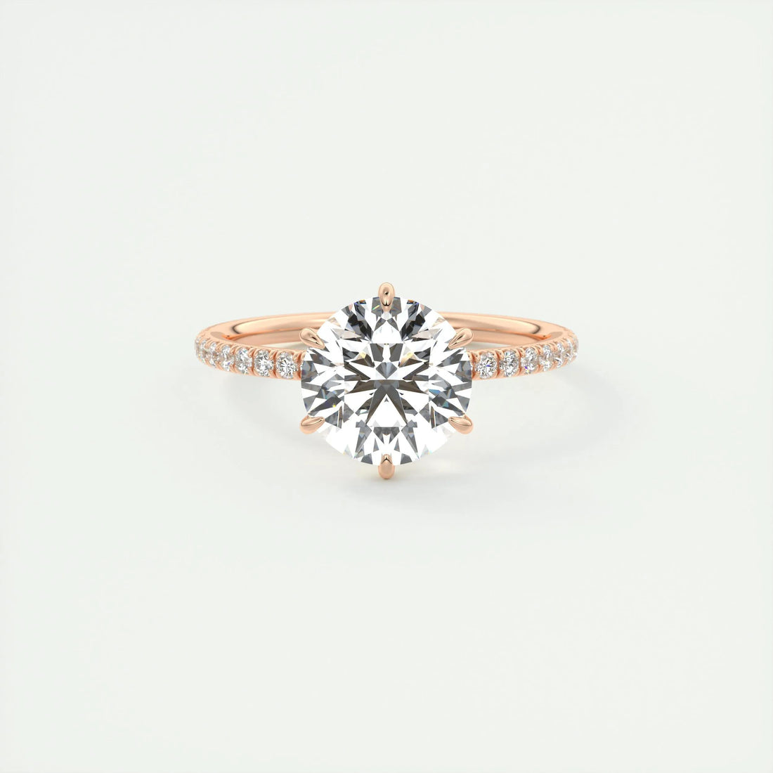 2.0 Ct  Round Cut Pave Moissanite  Diamond Engagement Ring