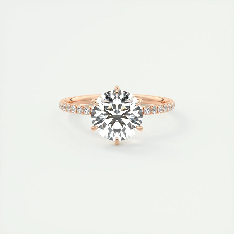 2.0 Ct  Round Cut Pave Moissanite  Diamond Engagement Ring