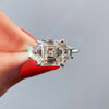 2.0 ct Asscher Three Stone Moissanite Diamond Engagement Ring