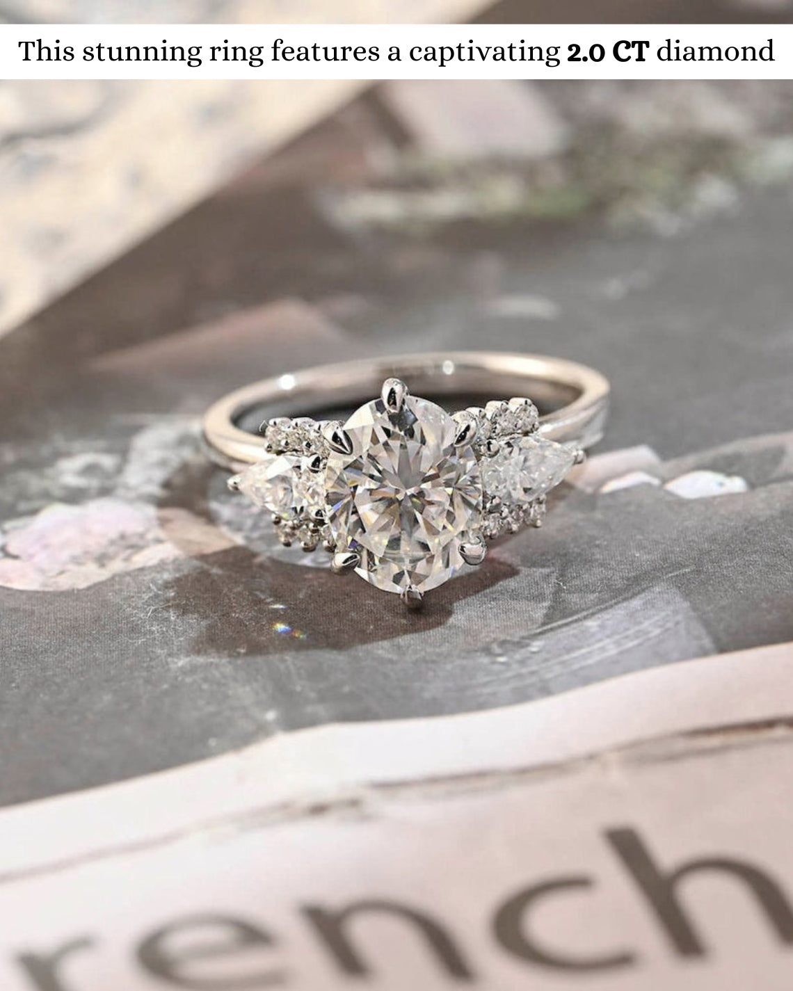 1.0 - 3.0 CT Oval CVD Diamond Cluster Setting Engagement Ring