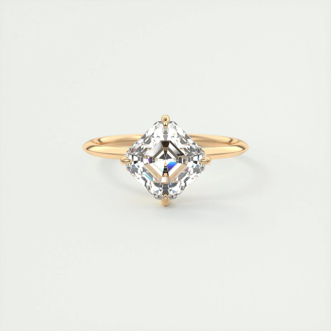 2.0 Ct Asscher Solitaire Moissanite Diamond  Engagement Ring