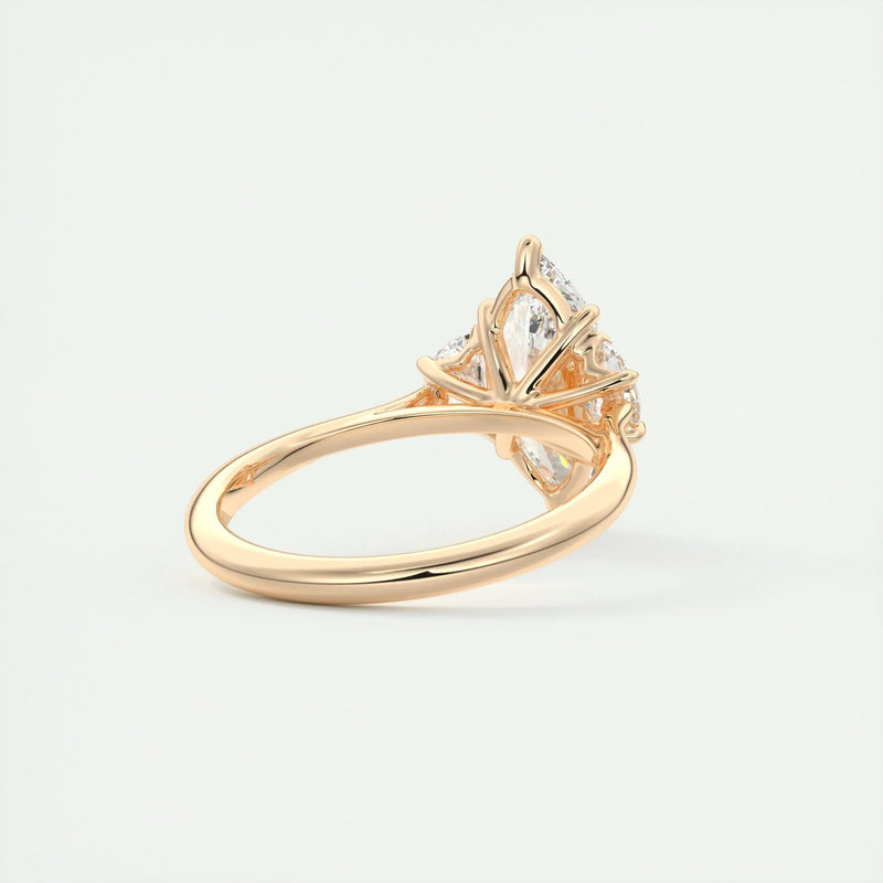 2.5 Ct Marquise Cut Moissanite Three Stone Diamond Engagement Ring