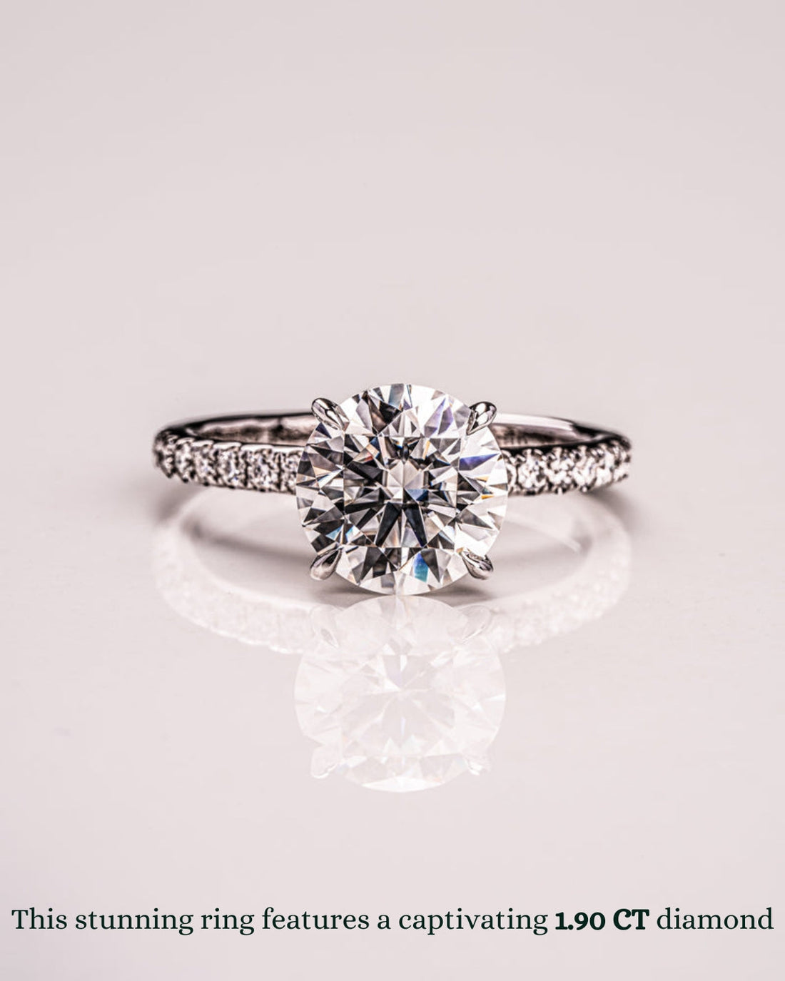 1.0 - 2.50  CT Round  CVD Diamond Pave Setting Engagement Ring