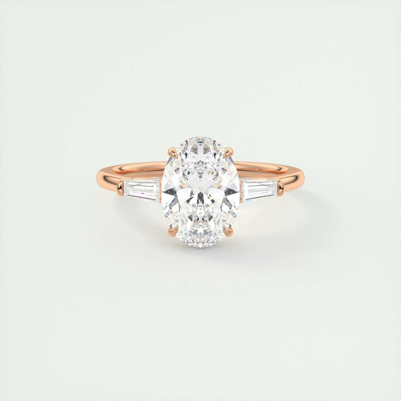 2.2 Ct Oval Baguette Three Stone Moissanite Diamond Engagement Ring