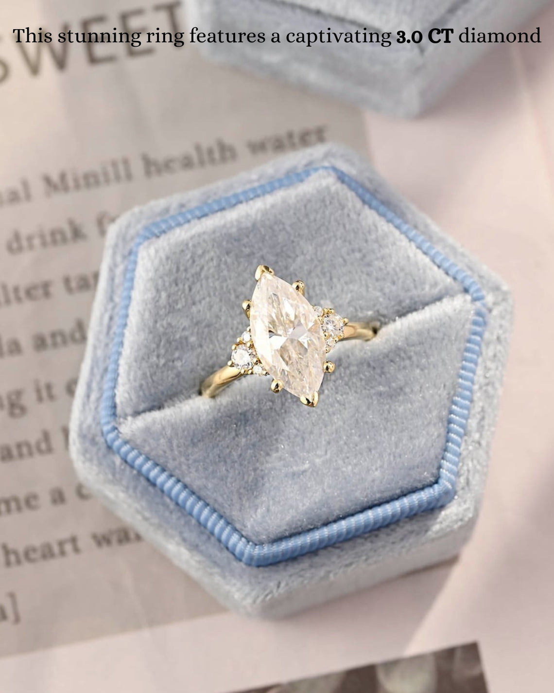 1.0 - 3.0 CT Marquise CVD Diamond Cluster Engagement Ring